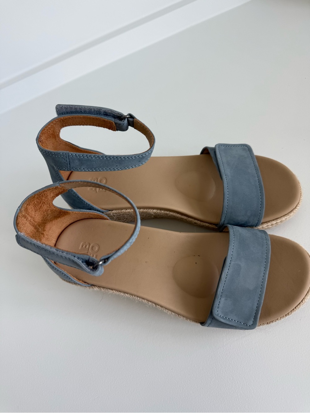Abeo Dusty Blue Suede Ankle-Strap Sandals